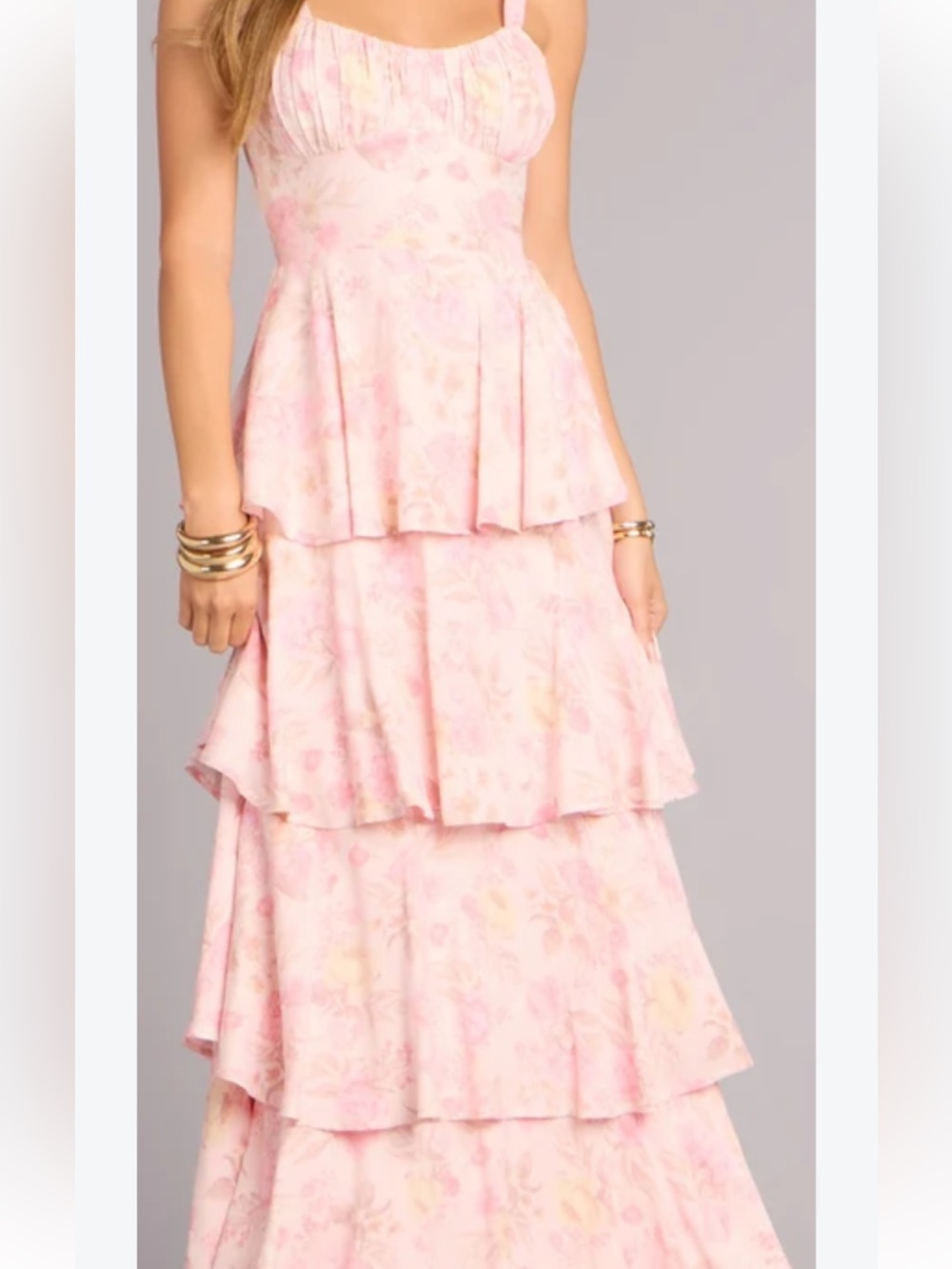 Windsor Pink Floral Tiered Maxi Dress